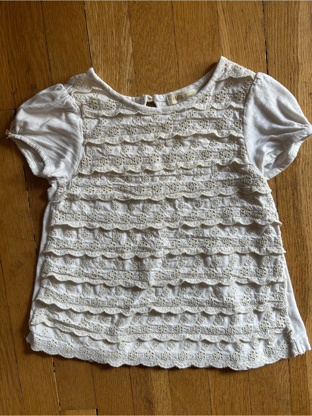 Matilda Jane Cream Lace Eyelet Ruffle Short Sleeve Top